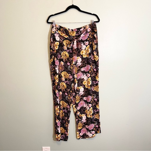 New Look Pants - New Look Women's Multicolor Purple Floral Print Wide Leg Pants Plus Size 3X